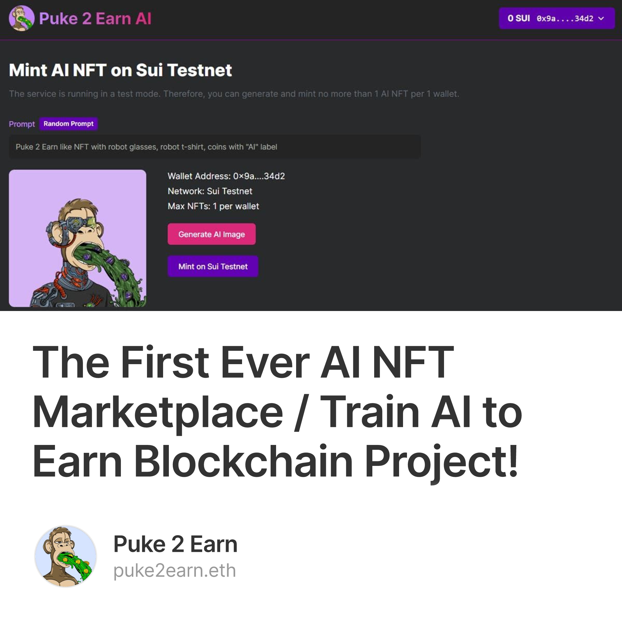 The First Ever AI NFT Marketplace / Train AI to Earn Blockchain Project!