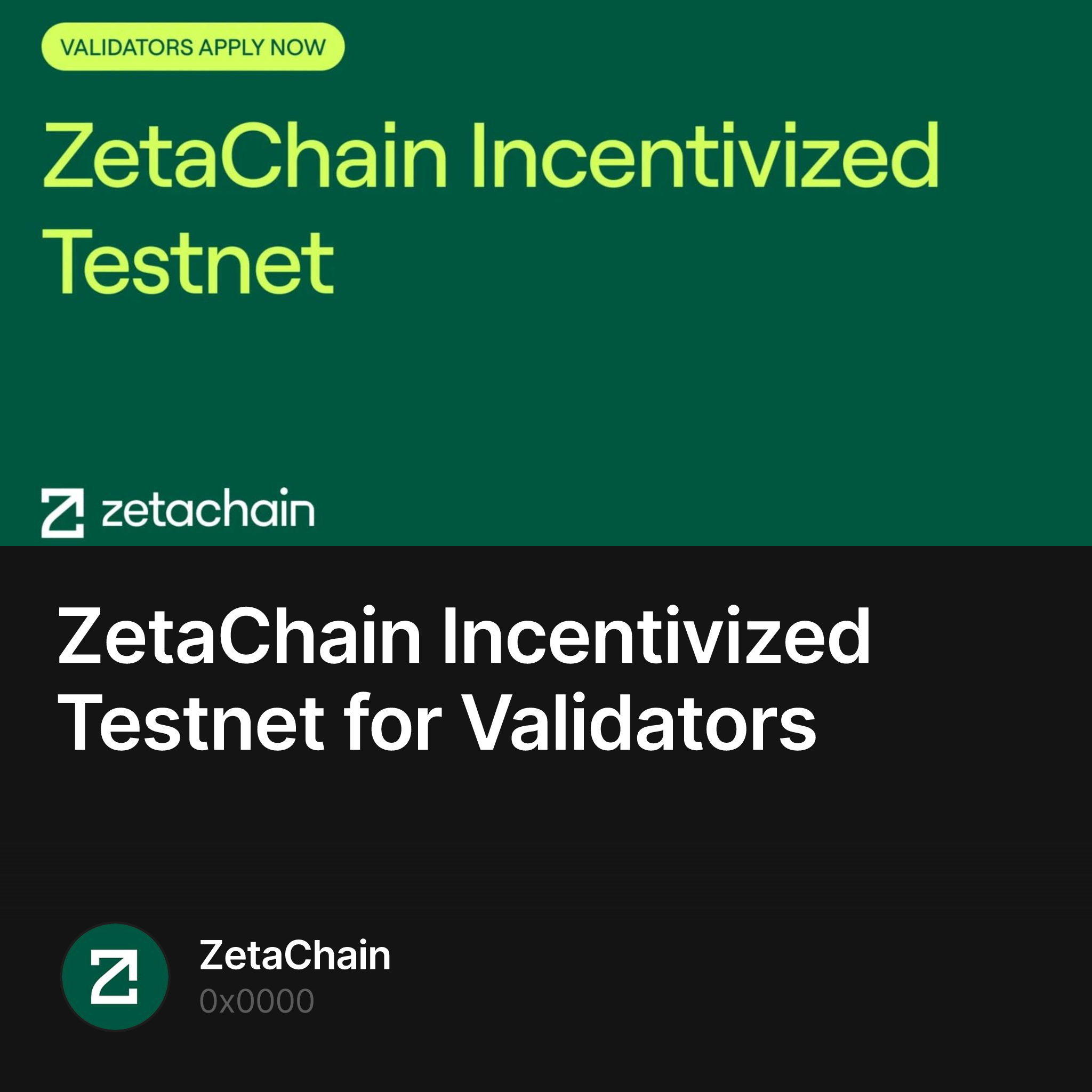 ZetaChain Incentivized Testnet for Validators