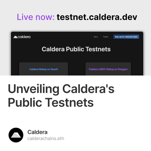 Unveiling Caldera's Public Testnets