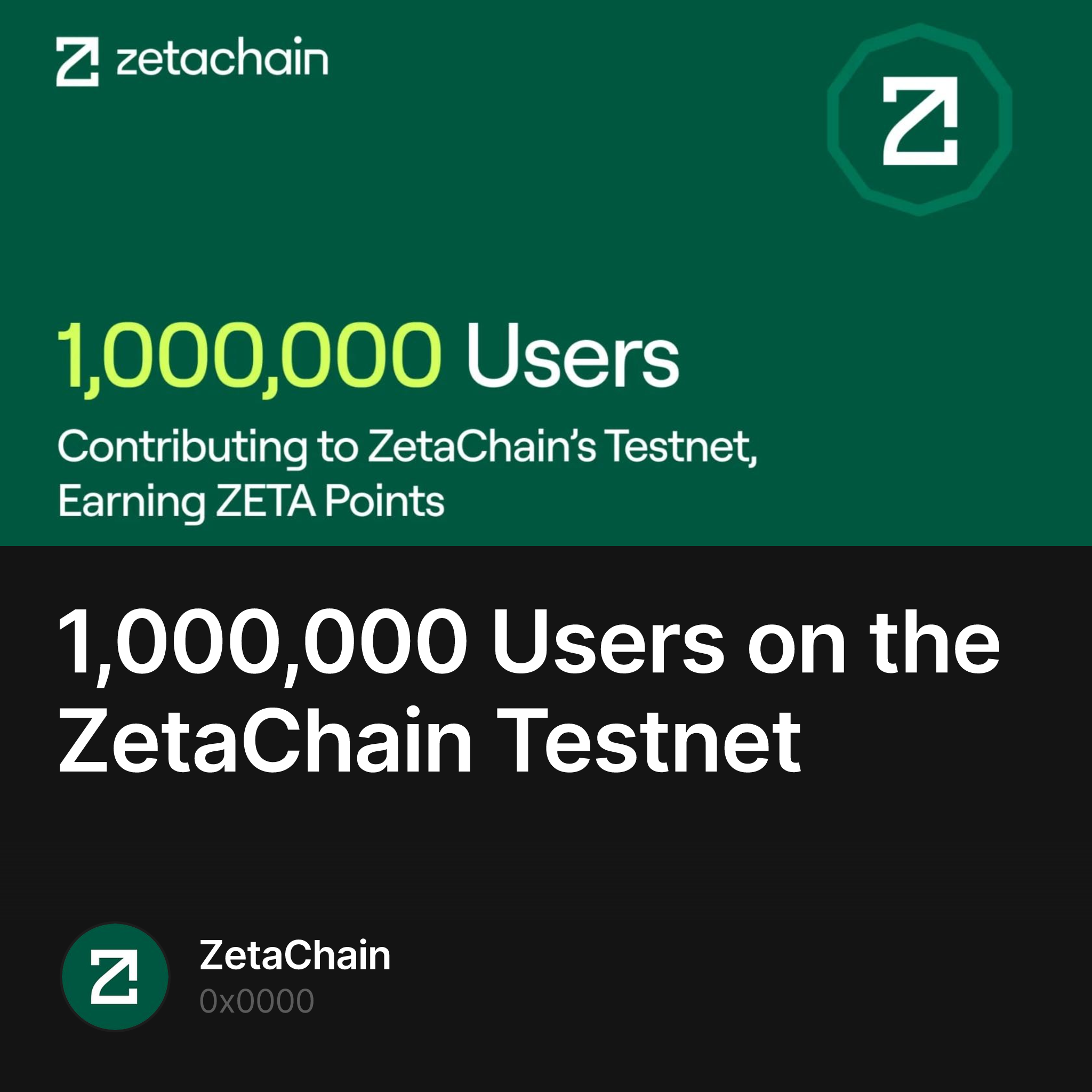 1,000,000 Users on the ZetaChain Testnet
