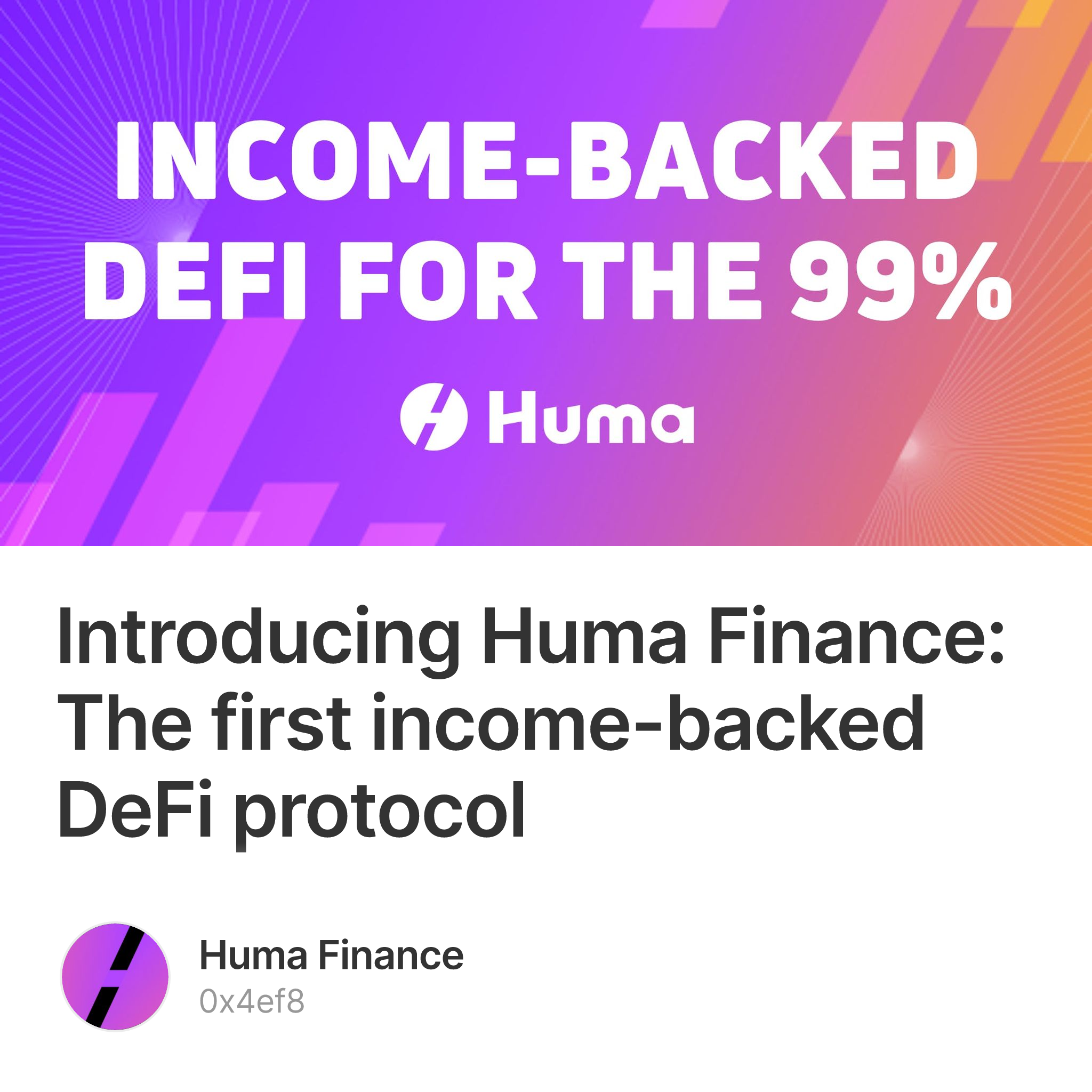 Introducing Huma Finance: The first income-backed DeFi protocol