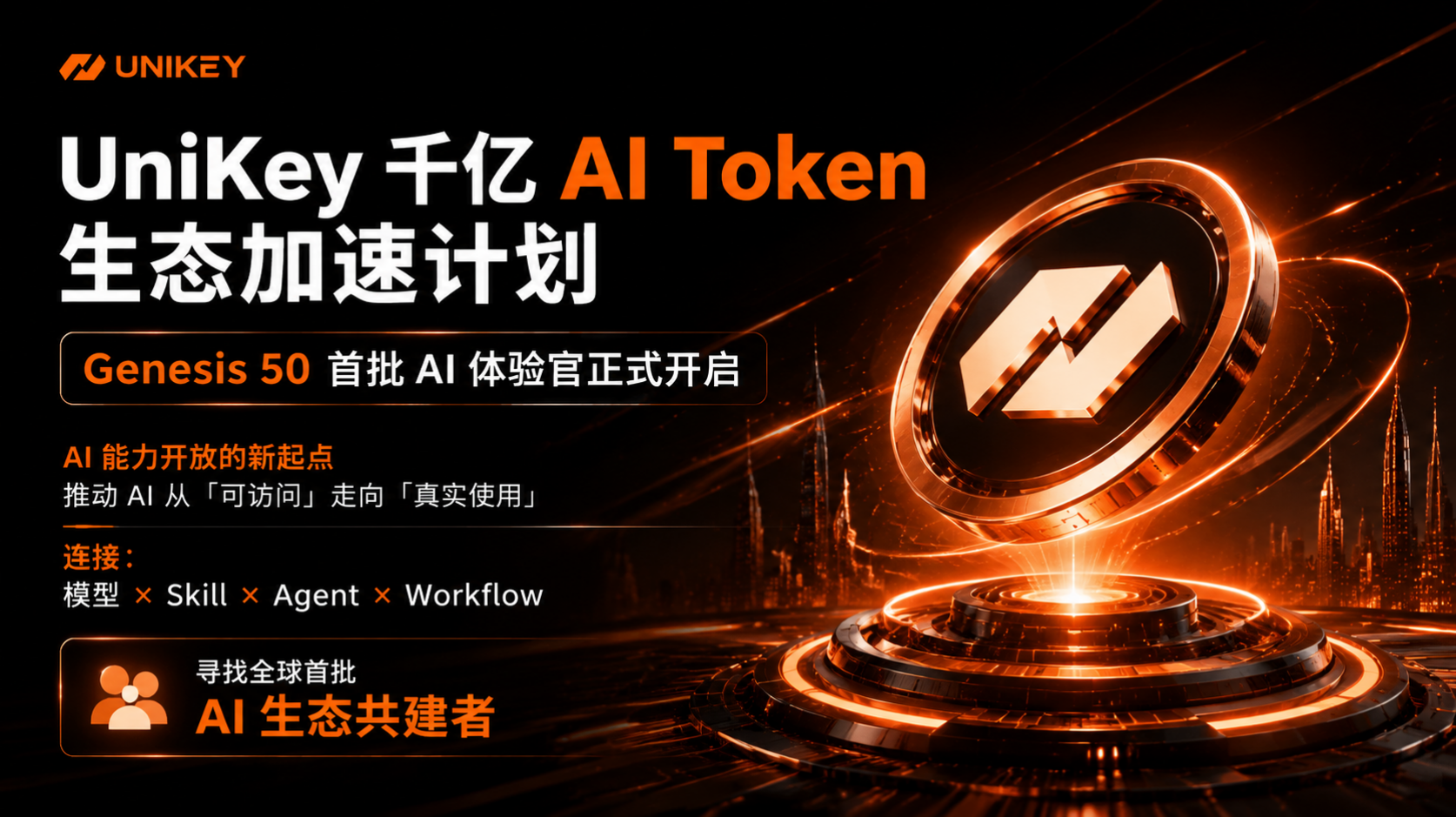 千亿 AI Token 生态加速计划启动：UniKey Genesis 50 正式开启首批体验官招募