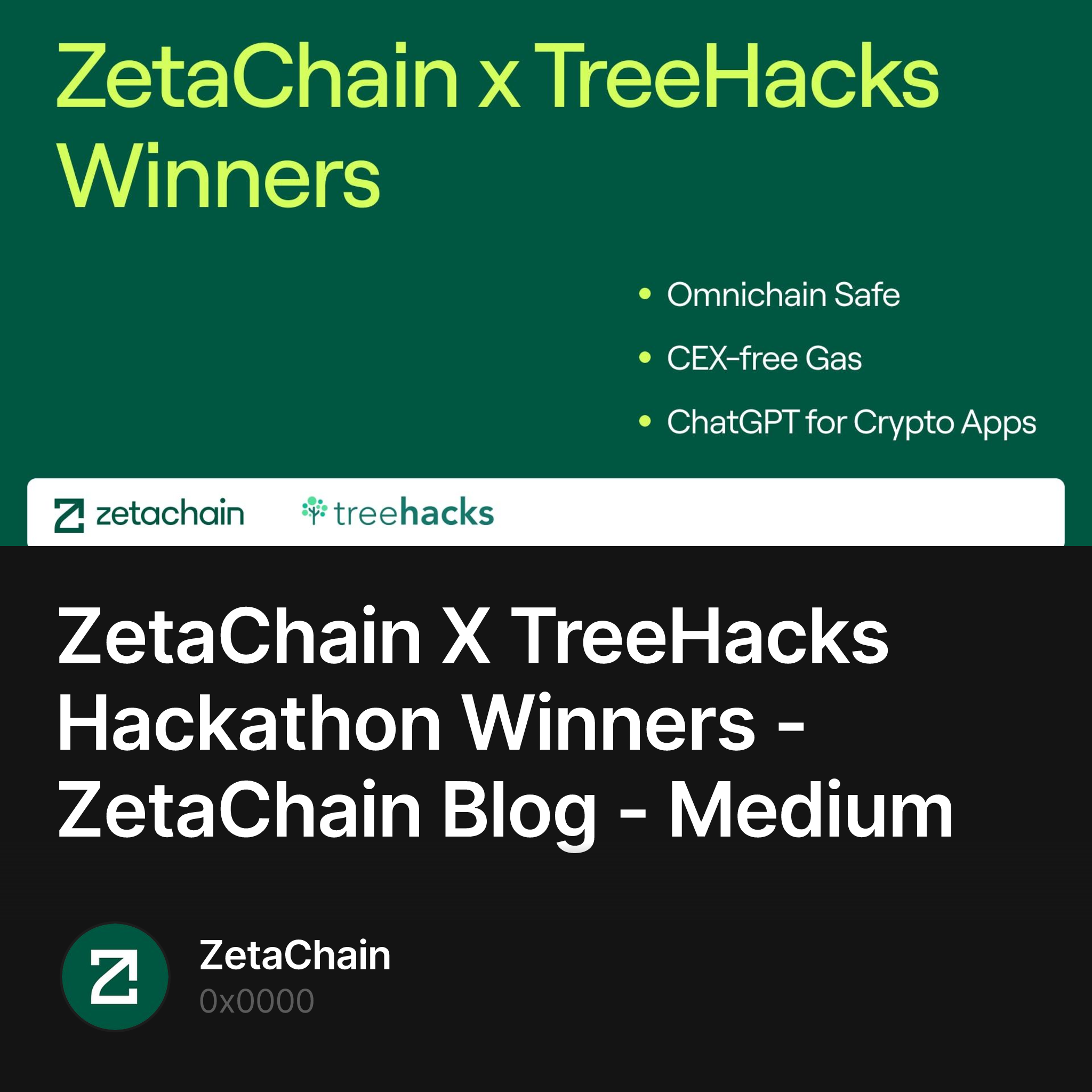 ZetaChain X TreeHacks Hackathon Winners - ZetaChain Blog - Medium