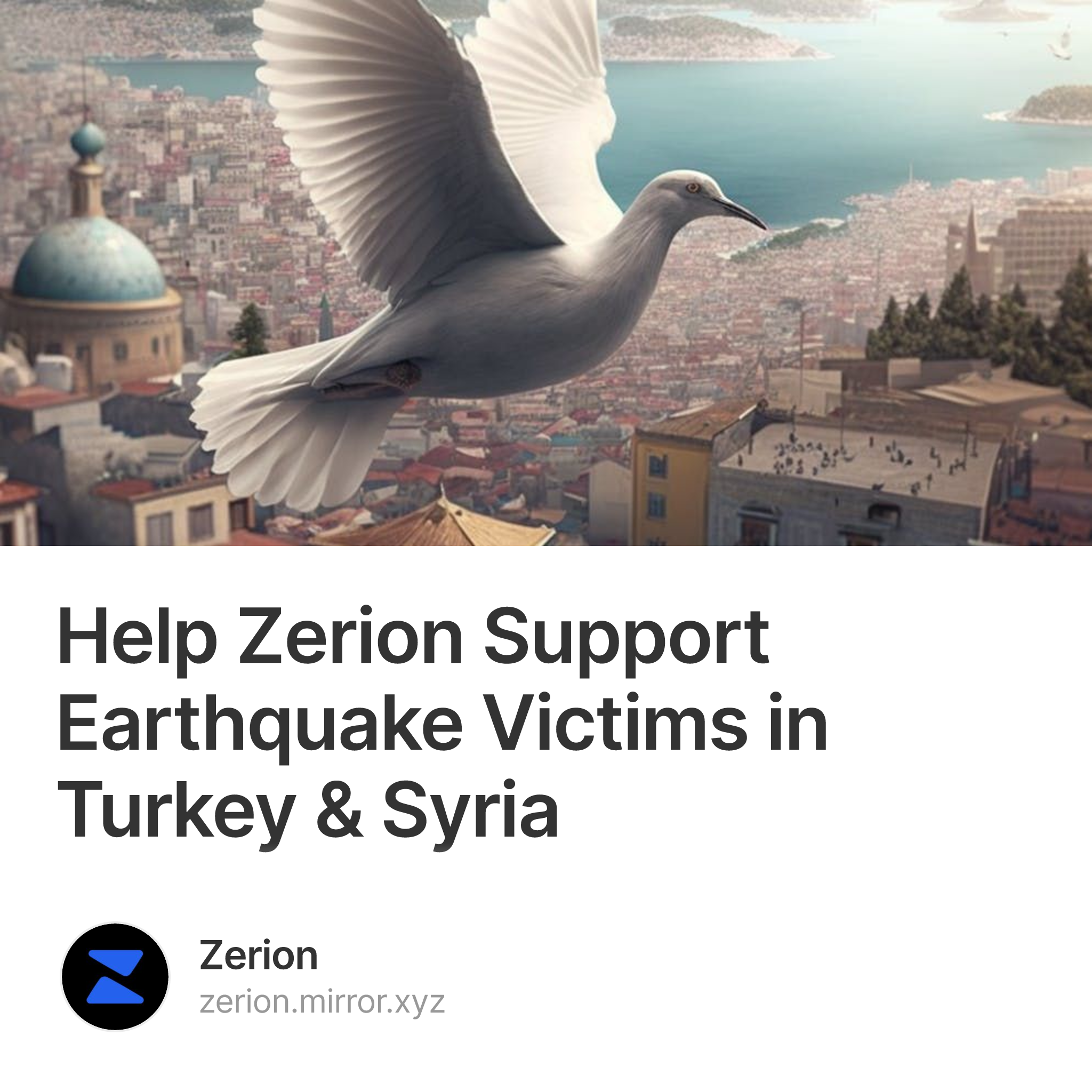 Help Zerion Support Earthquake Victims in Turkey & Syria 