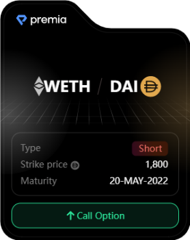 WETH / DAI - Premia Options Pool